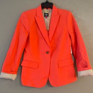 Vince Camuto Coral Blazer w/ Tan Pinstripe Interior Size 2